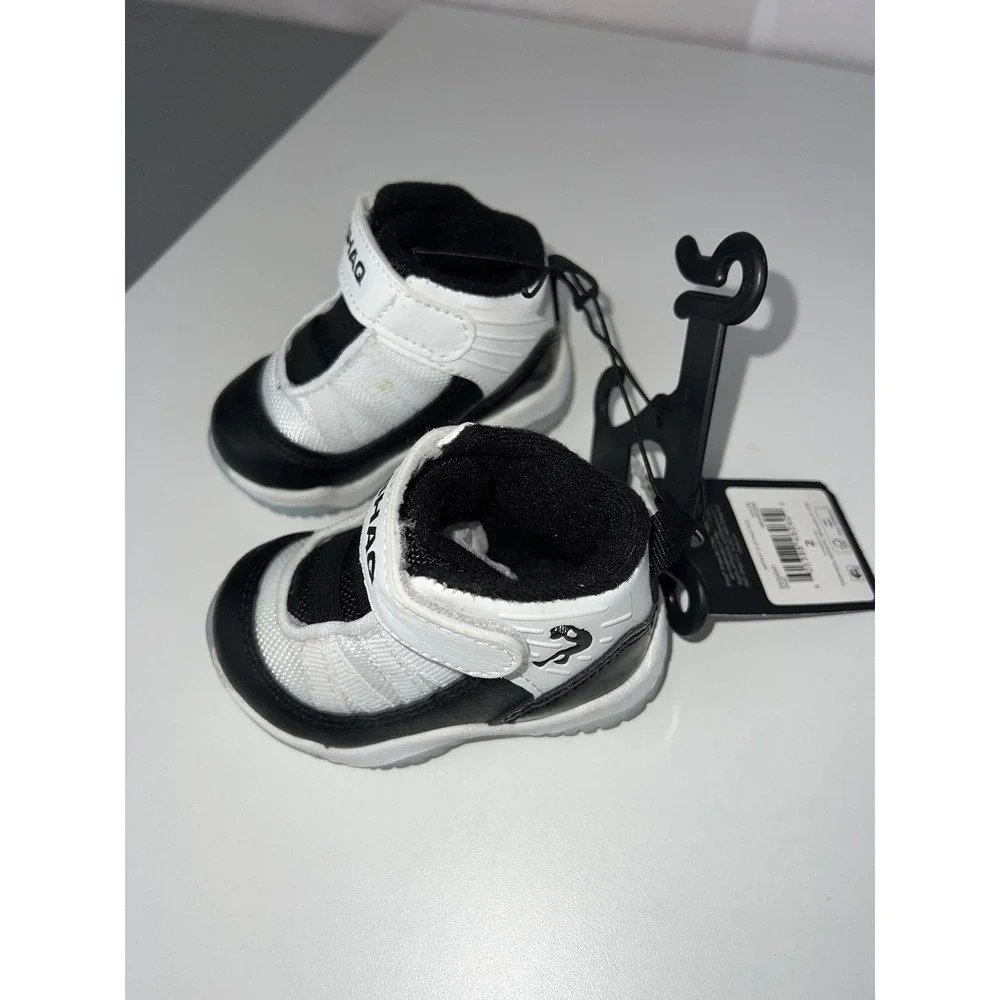 Shaq Infant Boys High Top Athletic Basketball Sneakers‎ White Black Size 2 NEW